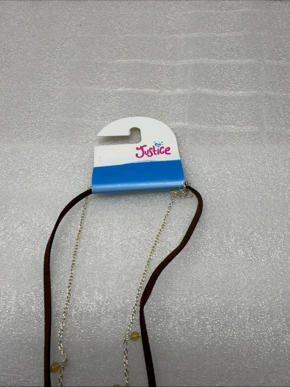 Justice Brown Suede Layered Necklace with Yellow Daisy Pendant. NEW